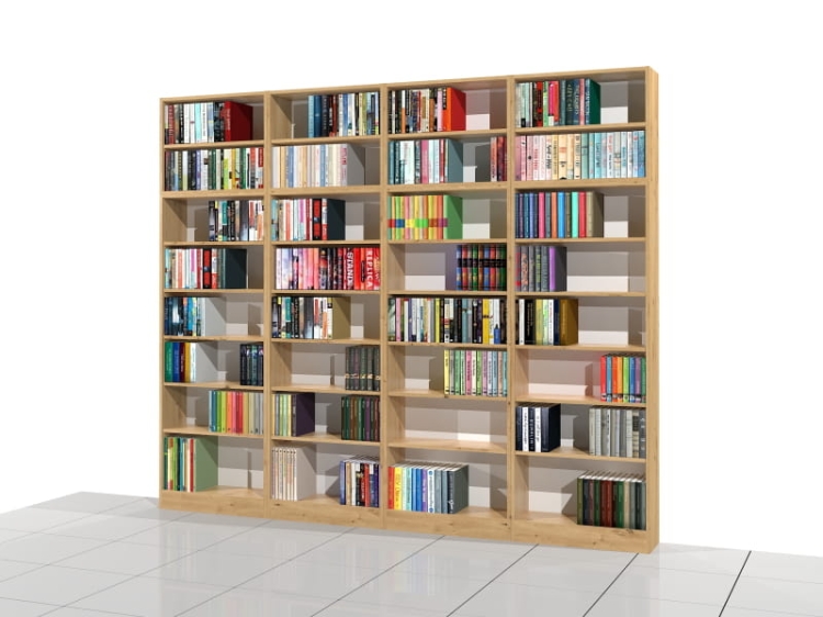 Zestaw czterech regałów z nadstawkami LIBRA-ZN14: 236h x 280 x 25 cm