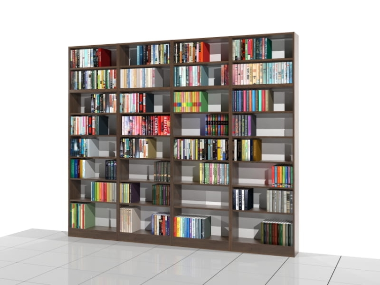 Zestaw czterech regałów z nadstawkami LIBRA-ZN14: 236h x 280 x 25 cm