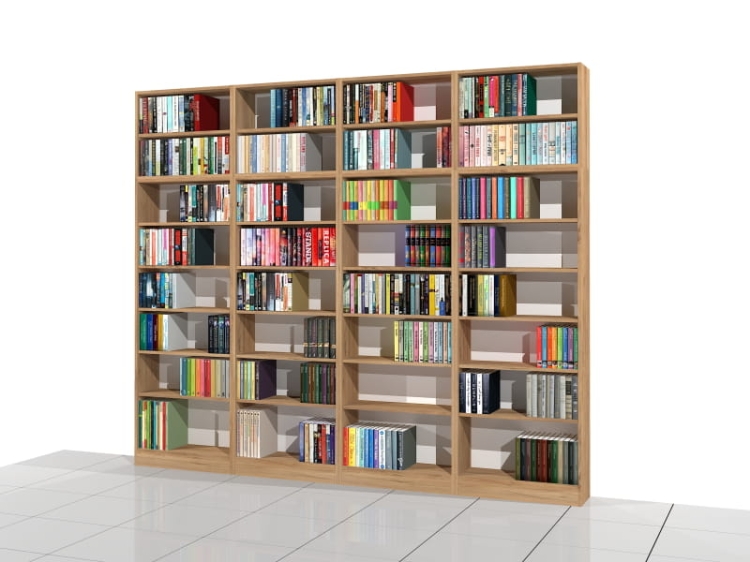 Zestaw czterech regałów z nadstawkami LIBRA-ZN14: 236h x 280 x 25 cm