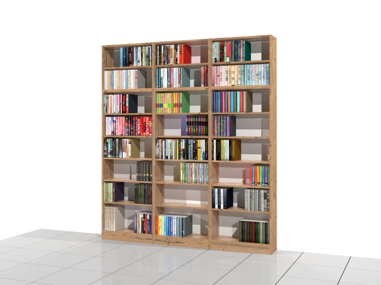 Zestaw trzech regałów z nadstawkami LIBRA-ZN13: 236h x 210 x 25 cm