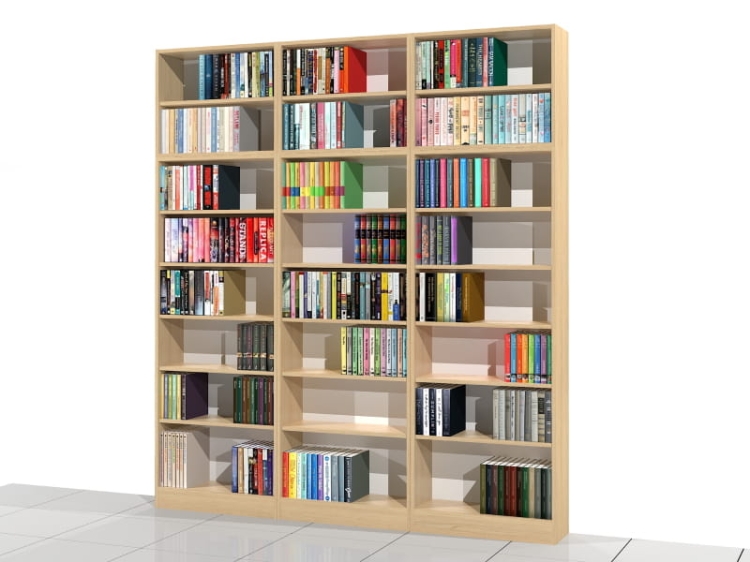 Zestaw trzech regałów z nadstawkami LIBRA-ZN13: 236h x 210 x 25 cm