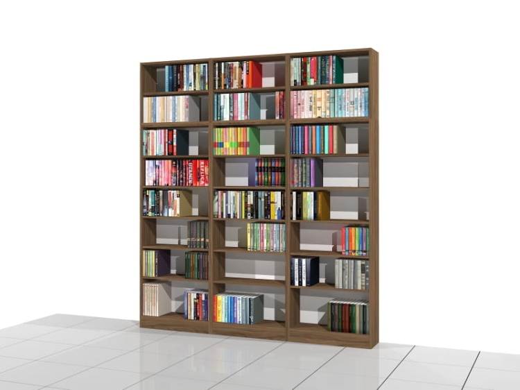 Zestaw trzech regałów z nadstawkami LIBRA-ZN13: 236h x 210 x 25 cm