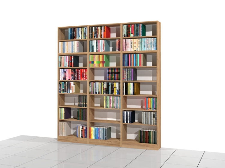 Zestaw trzech regałów z nadstawkami LIBRA-ZN13: 236h x 210 x 25 cm