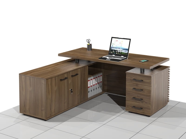 Biurko gabinetowe narożne lamele ELF-LUX-RE (Lewe)