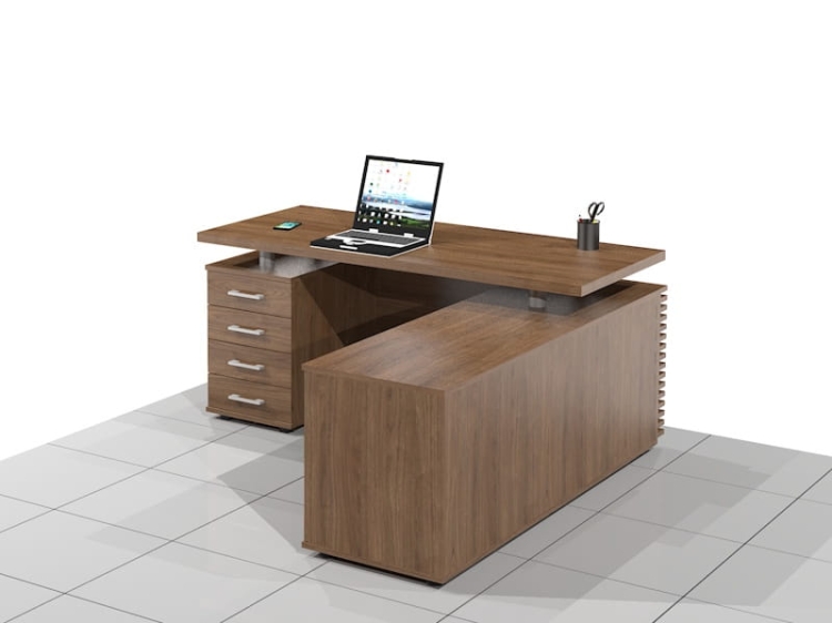 Biurko gabinetowe narożne lamele ELF-LUX-RE (Prawe)