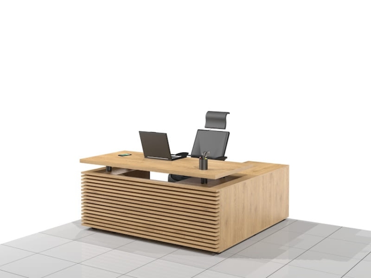 Biurko gabinetowe narożne lamele ELF-LUX-RE (Lewe)