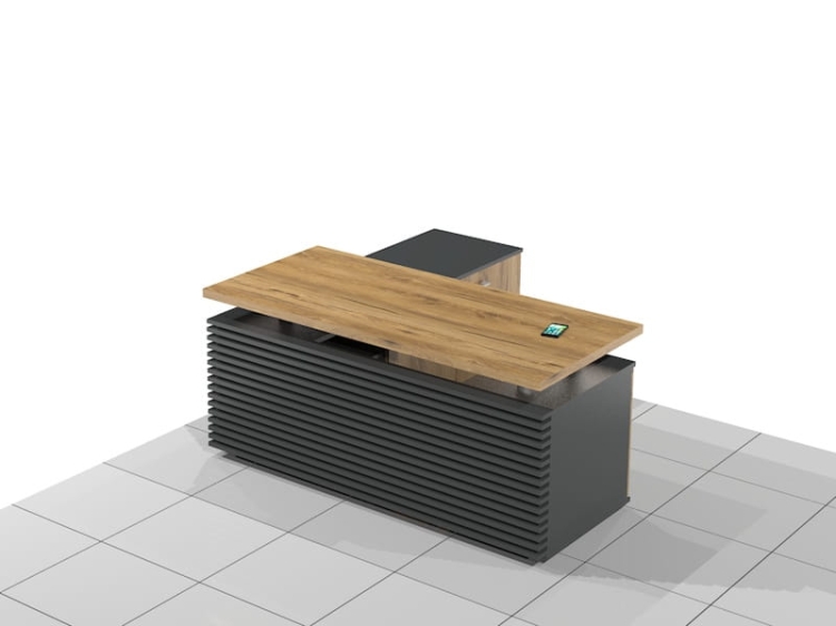 Biurko gabinetowe narożne lamele ELF-LUX-RE (Prawe)