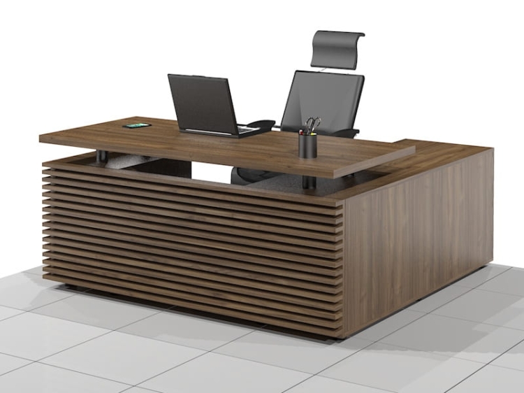 Biurko gabinetowe narożne lamele ELF-LUX-RE (Lewe)