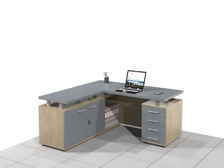 Biurko gabinetowe narożne ELF-LUX-RD (Lewe)