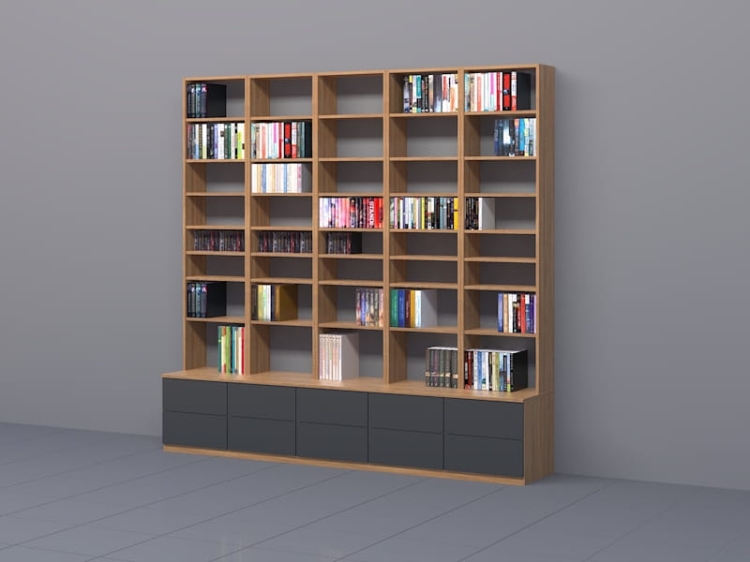 Biblioteczka - Zestaw BIB-LUX-M5 240h x 250 x 25/50 cm – elegancki regał na książki