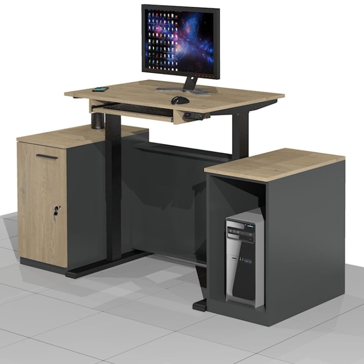 Biurko Komputerowe z elektryczną regulacją wysokości funkcjonalne i ergonomiczne ELRISE-DK