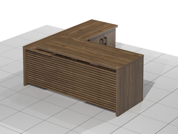 Biurko narożne gabinetowe z lamelami DRAGON-NS-LUX (Prawe)