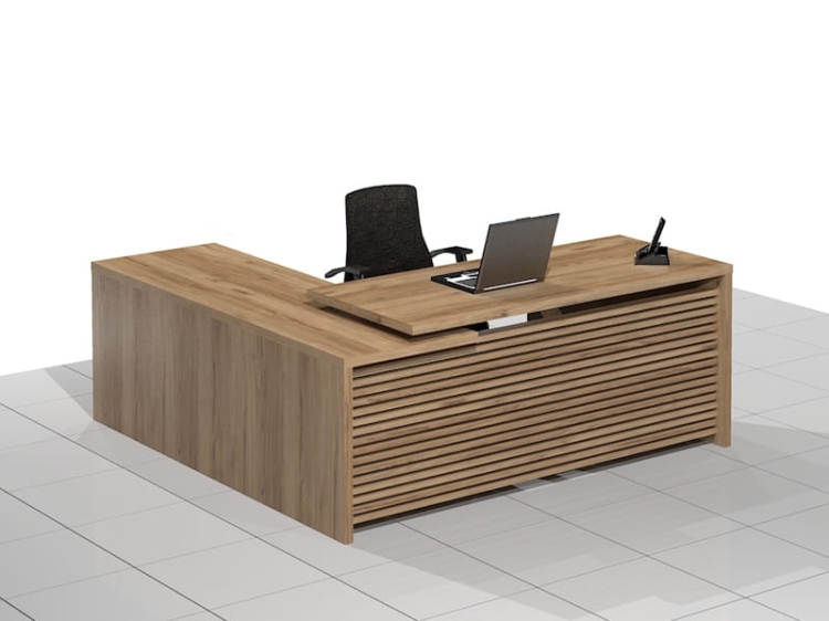 Biurko narożne gabinetowe z lamelami DRAGON-NS-LUX (Prawe)