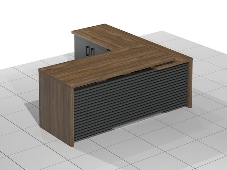 Biurko narożne gabinetowe z lamelami DRAGON-NS-LUX (Lewe)