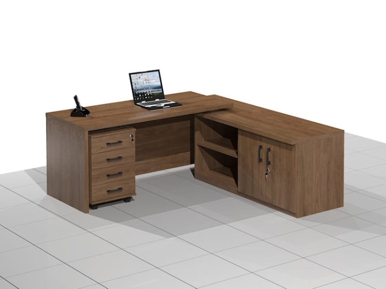 Biurko narożne gabinetowe z lamelami DRAGON-NS-LUX (Prawe)