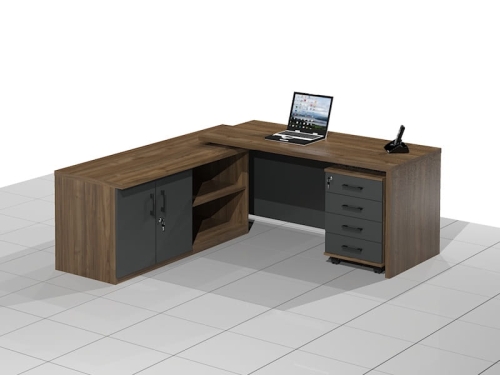 Biurko narożne gabinetowe z lamelami DRAGON-NS-LUX (Lewe)