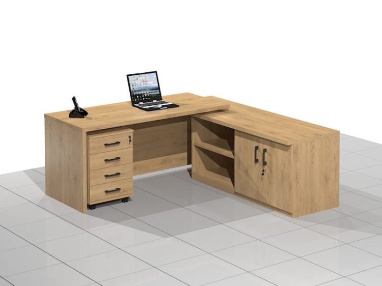 Biurko narożne gabinetowe z lamelami DRAGON-NS-LUX (Prawe)