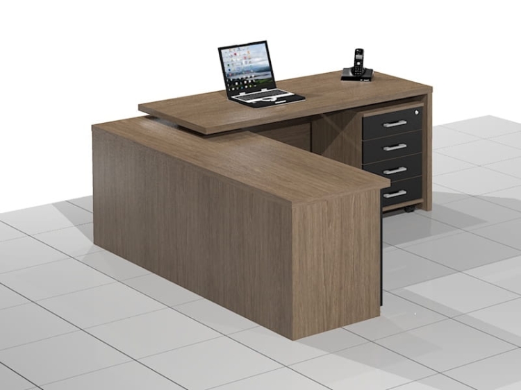 Biurko narożne gabinetowe z lamelami DRAGON-NS-LUX (Lewe)