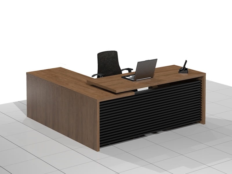 Biurko narożne gabinetowe z lamelami DRAGON-NS-LUX (Prawe)