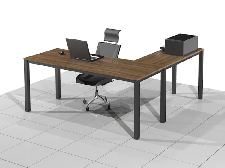 Duże Biurko narożne na stelażu metalowym BBK-NR (Lewe)