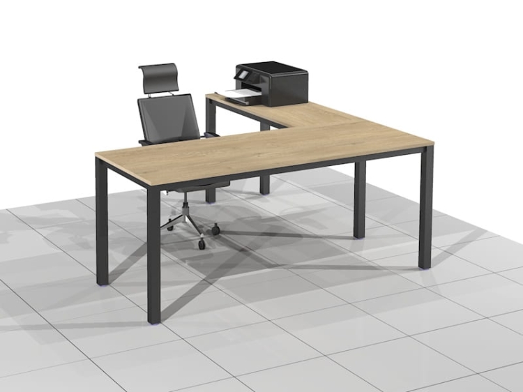 Duże Biurko narożne na stelażu metalowym BBK-NR (Lewe)