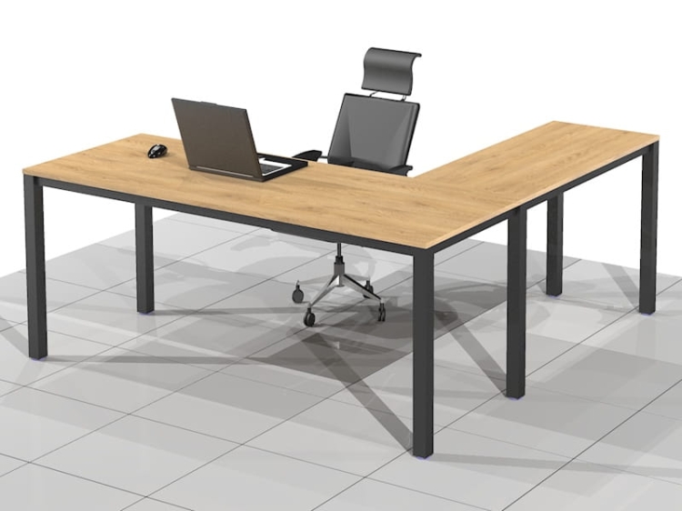 Duże Biurko narożne na stelażu metalowym BBK-NR (Lewe)