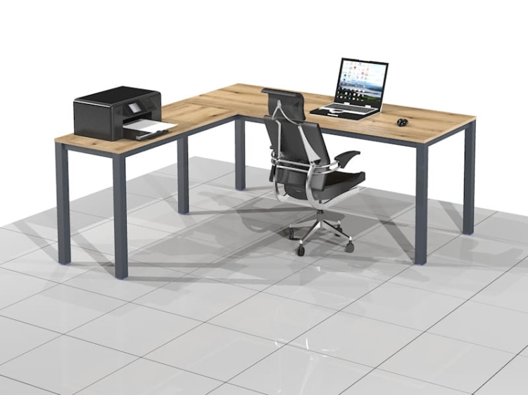 Duże Biurko narożne na stelażu metalowym BBK-NR (Lewe)