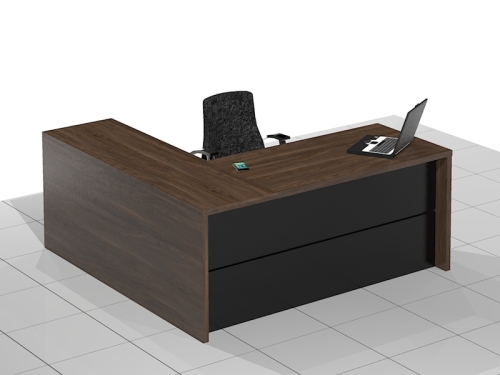 Duże Biurko narożne gabinetowe z szafką i szufladami DRAGON-XNET (Prawe)