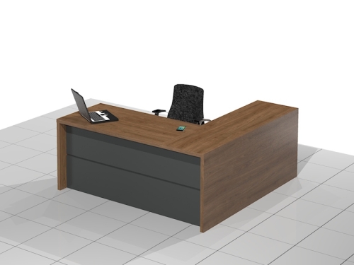 Duże Biurko narożne gabinetowe z szafką i szufladami DRAGON-XNET (Lewe)