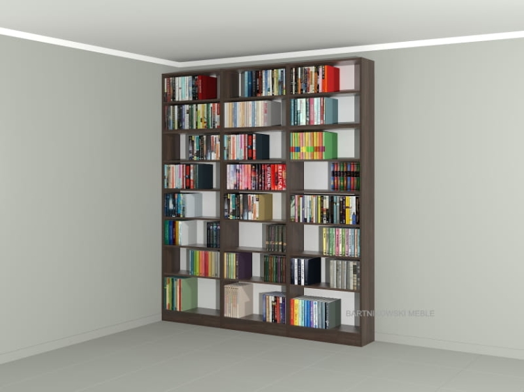 Zestaw trzech regałów z nadstawkami LIBRA-ZN13: 236h x 210 x 25 cm