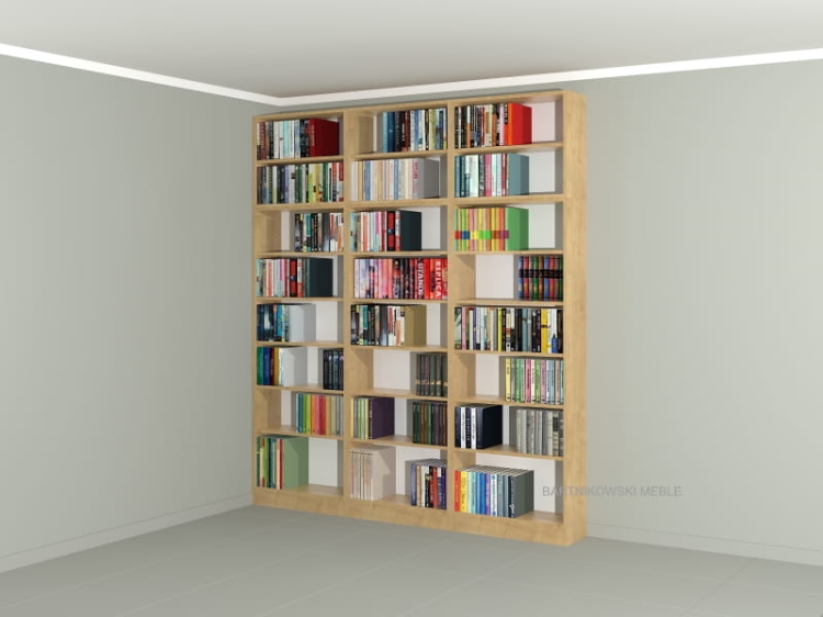 Zestaw trzech regałów z nadstawkami LIBRA-ZN13: 236h x 210 x 25 cm