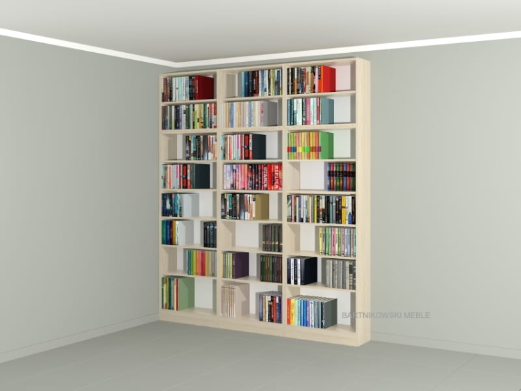 Zestaw trzech regałów z nadstawkami LIBRA-ZN13: 236h x 210 x 25 cm