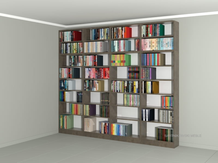 Zestaw czterech regałów z nadstawkami LIBRA-ZN14: 236h x 280 x 25 cm