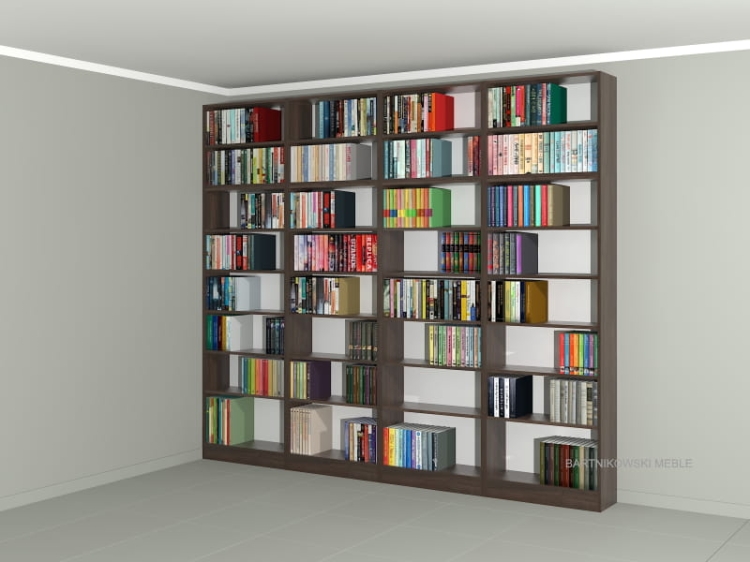 Zestaw czterech regałów z nadstawkami LIBRA-ZN14: 236h x 280 x 25 cm