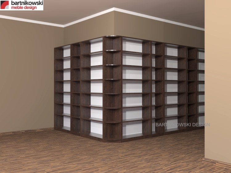 Zestaw regałów nietypowych na indywidualne zamówienie.