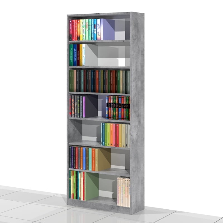 Regał na książki RKVA-01 200h x 80 x 25 cm (kolor: BETON MILENIUM D1038)