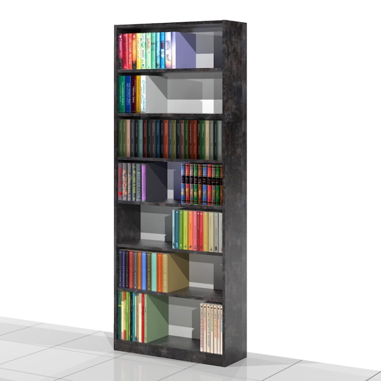 Regał na książki RKVA-01 200h x 80 x 25 cm (kolor: BETON CIEMNY D3265)