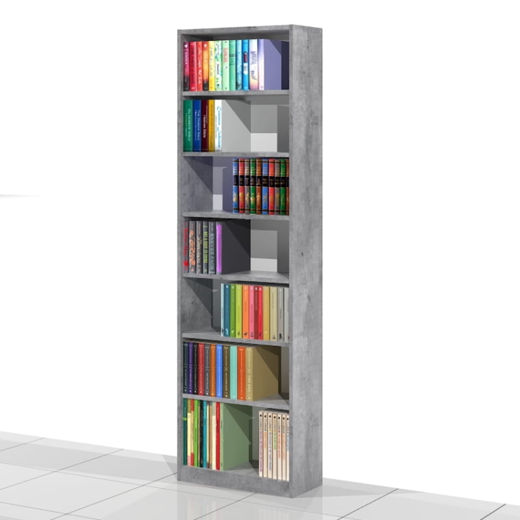 Regał na książki RKVA-02 200h x 60 x 25 cm (kolor: BETON MILENIUM D1038)