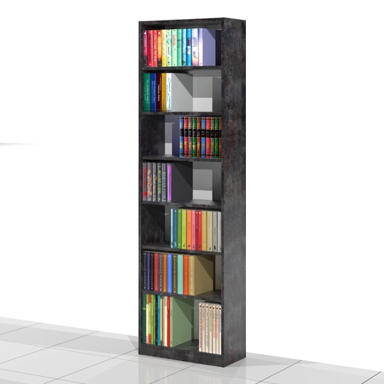 Regał na książki RKVA-02 200h x 60 x 25 cm (kolor: BETON CIEMNY D3265)