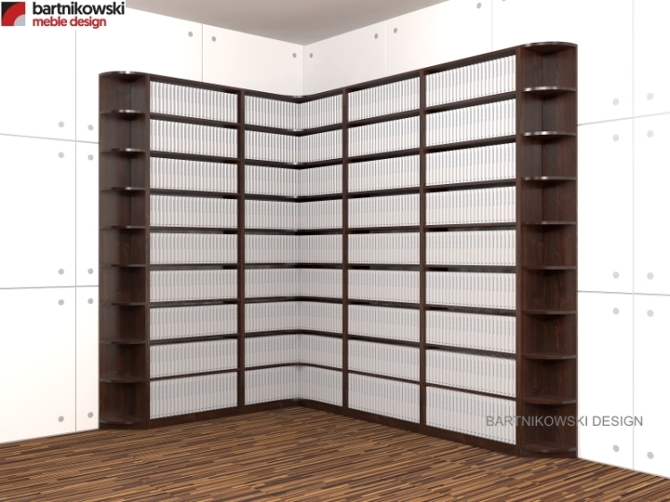 Zestaw regałów nietypowych na indywidualne zamówienie.