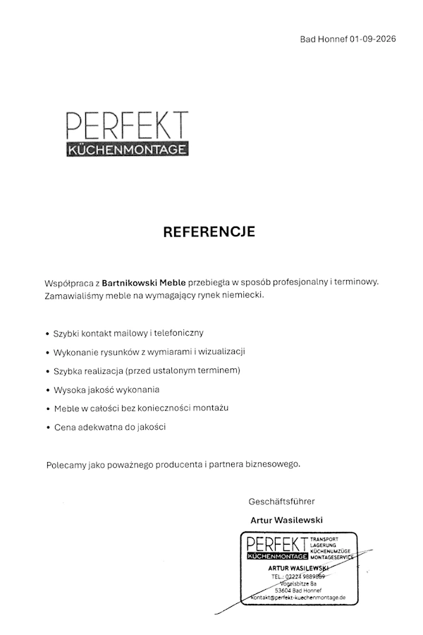 Referencje Bartnikowski Meble Opinie